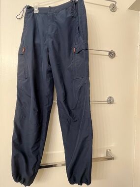 RW&CO. - Dark Blue Cinched-Ankle Hiking Pants with Orange Details on Pockets